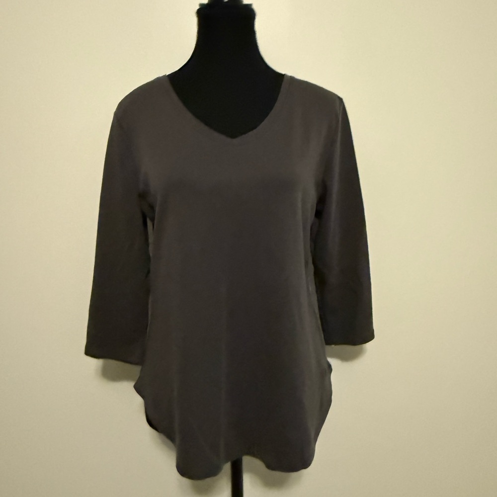 Isaac Mizrahi Essentials Women's Charcoal 3/4 Sleeve Top
